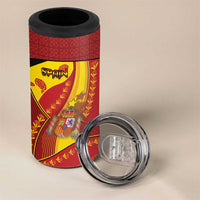 Custom Spain Football 4 in 1 Can Cooler Tumbler Traditional Spanish Carnation Floral Patriotic Motif
