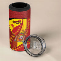 Custom Spain Football 4 in 1 Can Cooler Tumbler Traditional Spanish Carnation Floral Patriotic Motif
