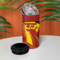 Custom Spain Football 4 in 1 Can Cooler Tumbler Traditional Spanish Carnation Floral Patriotic Motif