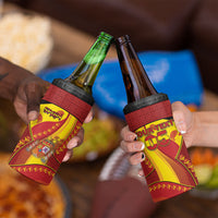 Custom Spain Football 4 in 1 Can Cooler Tumbler Traditional Spanish Carnation Floral Patriotic Motif