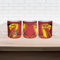 Custom Spain Football Ceramic Mug Traditional Spanish Carnation Floral Patriotic Motif