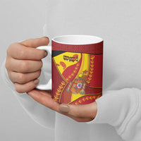 Custom Spain Football Ceramic Mug Traditional Spanish Carnation Floral Patriotic Motif