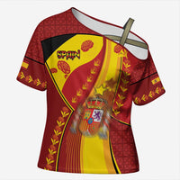Custom Spain Football Cross Shoulder Shirt Traditional Spanish Carnation Floral Patriotic Motif