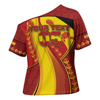 Custom Spain Football Cross Shoulder Shirt Traditional Spanish Carnation Floral Patriotic Motif