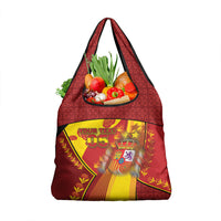 Custom Spain Football Grocery Bag Traditional Spanish Carnation Floral Patriotic Motif