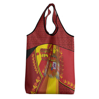 Custom Spain Football Grocery Bag Traditional Spanish Carnation Floral Patriotic Motif