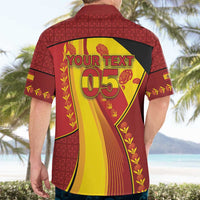 Custom Spain Football Hawaiian Shirt Traditional Spanish Carnation Floral Patriotic Motif