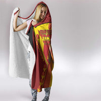 Custom Spain Football Hooded Blanket Traditional Spanish Carnation Floral Patriotic Motif