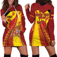 Custom Spain Football Hoodie Dress Traditional Spanish Carnation Floral Patriotic Motif