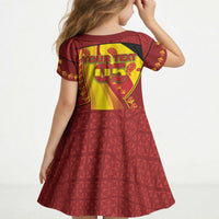 Custom Spain Football Kid Short Sleeve Dress Traditional Spanish Carnation Floral Patriotic Motif