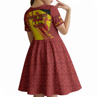 Custom Spain Football Kid Short Sleeve Dress Traditional Spanish Carnation Floral Patriotic Motif
