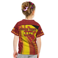 Custom Spain Football Kid T Shirt Traditional Spanish Carnation Floral Patriotic Motif