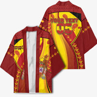 Custom Spain Football Kimono Traditional Spanish Carnation Floral Patriotic Motif