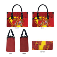Custom Spain Football Leather Bag Traditional Spanish Carnation Floral Patriotic Motif