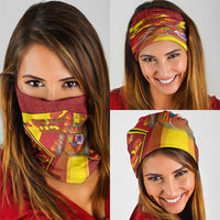 Custom Spain Football Neck Gaiter Traditional Spanish Carnation Floral Patriotic Motif