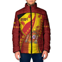 Custom Spain Football Padded Jacket Traditional Spanish Carnation Floral Patriotic Motif