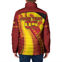 Custom Spain Football Padded Jacket Traditional Spanish Carnation Floral Patriotic Motif