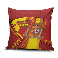 Custom Spain Football Pillow Cover Traditional Spanish Carnation Floral Patriotic Motif