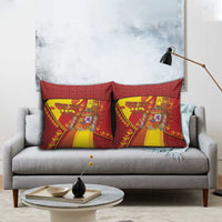 Custom Spain Football Pillow Cover Traditional Spanish Carnation Floral Patriotic Motif