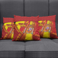 Custom Spain Football Pillow Cover Traditional Spanish Carnation Floral Patriotic Motif