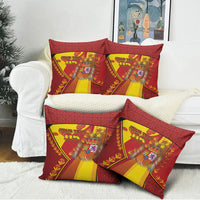 Custom Spain Football Pillow Cover Traditional Spanish Carnation Floral Patriotic Motif