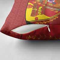 Custom Spain Football Pillow Cover Traditional Spanish Carnation Floral Patriotic Motif