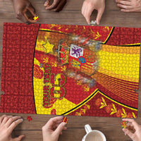 Custom Spain Football Puzzle Traditional Spanish Carnation Floral Patriotic Motif