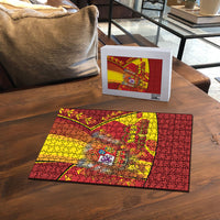 Custom Spain Football Puzzle Traditional Spanish Carnation Floral Patriotic Motif