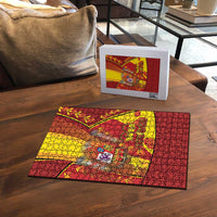 Custom Spain Football Puzzle Traditional Spanish Carnation Floral Patriotic Motif