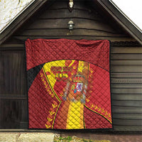 Custom Spain Football Quilt Traditional Spanish Carnation Floral Patriotic Motif
