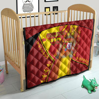 Custom Spain Football Quilt Traditional Spanish Carnation Floral Patriotic Motif