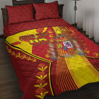 Custom Spain Football Quilt Bed Set Traditional Spanish Carnation Floral Patriotic Motif