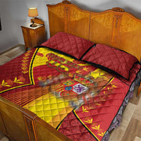 Custom Spain Football Quilt Bed Set Traditional Spanish Carnation Floral Patriotic Motif