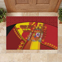 Custom Spain Football Rubber Doormat Traditional Spanish Carnation Floral Patriotic Motif