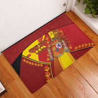 Custom Spain Football Rubber Doormat Traditional Spanish Carnation Floral Patriotic Motif