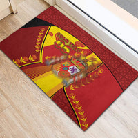 Custom Spain Football Rubber Doormat Traditional Spanish Carnation Floral Patriotic Motif