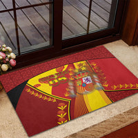 Custom Spain Football Rubber Doormat Traditional Spanish Carnation Floral Patriotic Motif
