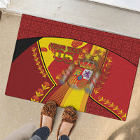 Custom Spain Football Rubber Doormat Traditional Spanish Carnation Floral Patriotic Motif