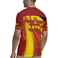 Custom Spain Football Rugby Jersey Traditional Spanish Carnation Floral Patriotic Motif