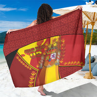 Custom Spain Football Sarong Traditional Spanish Carnation Floral Patriotic Motif