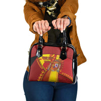 Custom Spain Football Shoulder Handbag Traditional Spanish Carnation Floral Patriotic Motif
