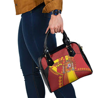 Custom Spain Football Shoulder Handbag Traditional Spanish Carnation Floral Patriotic Motif