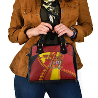 Custom Spain Football Shoulder Handbag Traditional Spanish Carnation Floral Patriotic Motif
