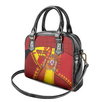 Custom Spain Football Shoulder Handbag Traditional Spanish Carnation Floral Patriotic Motif