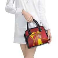 Custom Spain Football Shoulder Handbag Traditional Spanish Carnation Floral Patriotic Motif