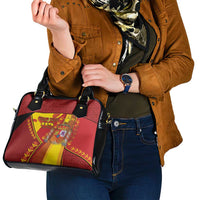 Custom Spain Football Shoulder Handbag Traditional Spanish Carnation Floral Patriotic Motif