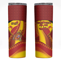 Custom Spain Football Skinny Tumbler Traditional Spanish Carnation Floral Patriotic Motif