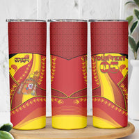 Custom Spain Football Skinny Tumbler Traditional Spanish Carnation Floral Patriotic Motif