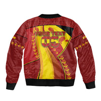 Custom Spain Football Sleeve Zip Bomber Jacket Traditional Spanish Carnation Floral Patriotic Motif