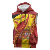 Custom Spain Football Sleeveless Hoodie Traditional Spanish Carnation Floral Patriotic Motif
